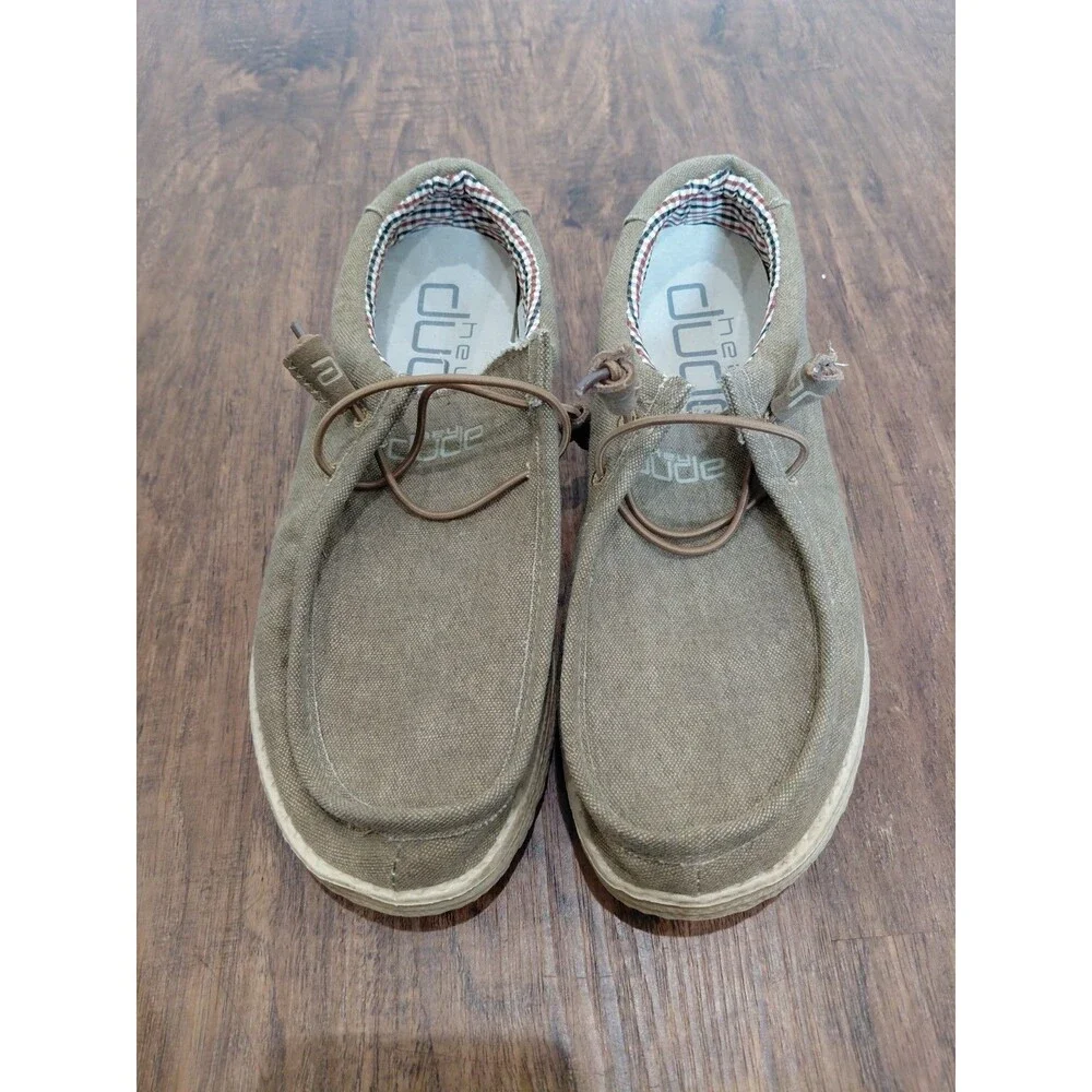 Hey Dude Wally Nut Canvas Slip on Loafer Shoes Mens Size 8
